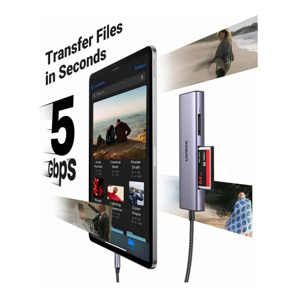 قارئ كروت USB-C 4 في 1 من UGREEN بمنفذ CF/SD/TF/MS