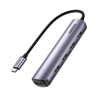 محول UGREEN USB-C: HDMI + 4 USB 3.0 + PD للشحن السريع