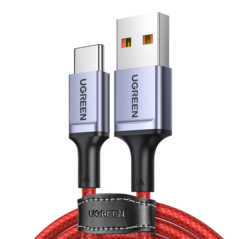 UGREEN USB 2.0 to Type-C 6A Aluminium Alloy Cable 1m (Red) - 20527