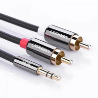 يوجرين كابل 3.5 مم ذكر إلى 2 RCA ذكر، 3متر أسود AV116. 10590