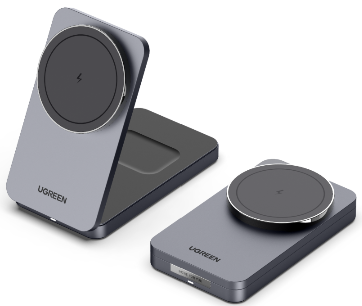 UGREEN 2-in-1 Magnetic Wireless Charger 15W Fast charging Qi2 - 45023