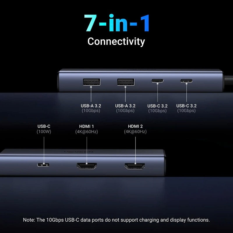 UGREEN 7-in-1 USB-C Hub with 2 HDMI, USB 3.2, and PD Port UGREEN 7-in-1 USB-C Hub with 2 HDMI, USB 3.2, and PD Port