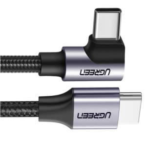 UGREEN USB-C 2.0 Male To Angled USB-C 2.0 Male 3A Data Cable(90°Angle) 1.00M - 50123