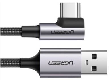 UGREEN Angled USB-C Male To USB2.0 A Male 3A Data Cable(90°Angle) Black 1M - 50941