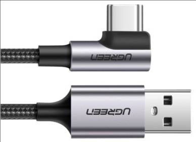 UGREEN Angled USB-C Male To USB2.0 A Male 3A Data Cable(90°Angle) Black 2M - 50942