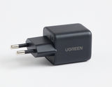 شاحن سريع UGREEN بقدرة 20 واط بمنفذ USB-C وتقنية GaN، أسود، قياسي أوروبي