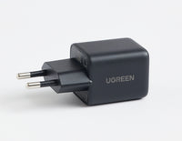 شاحن سريع UGREEN بقدرة 20 واط بمنفذ USB-C وتقنية GaN، أسود، قياسي أوروبي