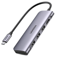 محول UGREEN USB-C إلى 3 منافذ USB 3.0 + HDMI + TF/SD مع PD / 70410
