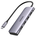محول UGREEN USB-C إلى 3 منافذ USB 3.0 + HDMI + TF/SD مع PD / 70410

