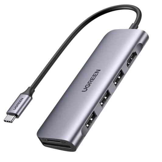 محول UGREEN USB-C إلى 3 منافذ USB 3.0 + HDMI + TF/SD مع PD / 70410 