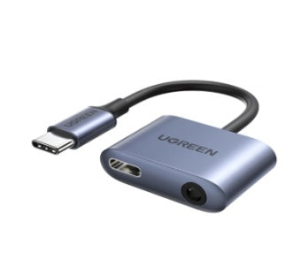 UGREEN Type C Male To 3.5mm Audio+ Type C Female Adapter With Chip Grey - 60164