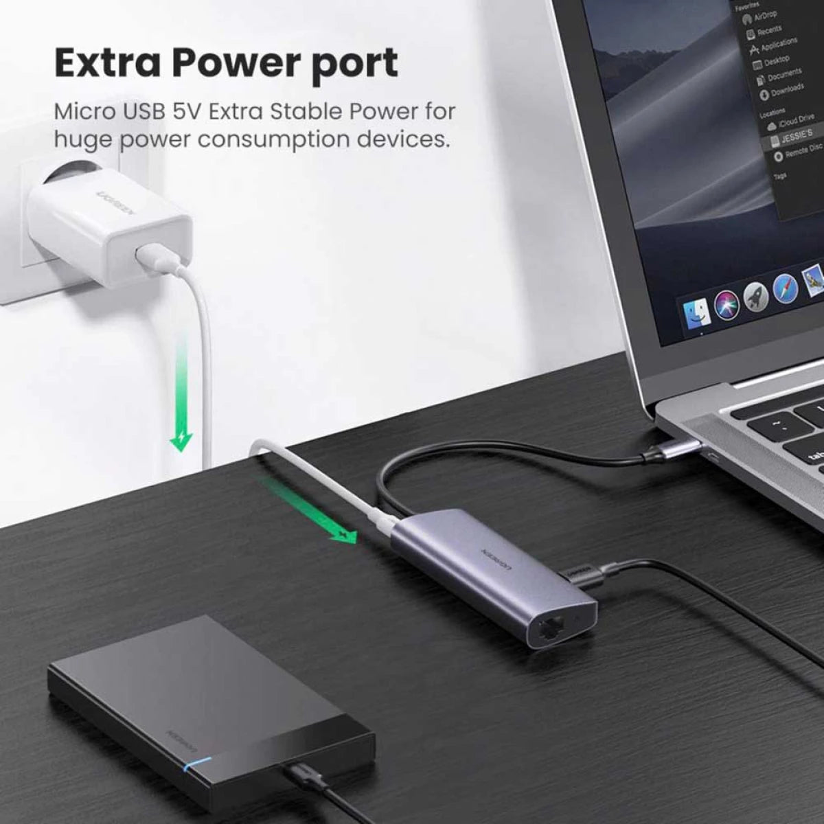 UGREEN USB C Hub to 3 USB 3.0 Ports with Gigabit Ethernet Adapter UGREEN USB C Hub to 3 USB 3.0 Ports with Gigabit Ethernet Adapter