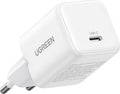 شاحن سريع UGREEN بقوة 30 واط بتقنية GaN ومنفذ USB-C، أبيض، مقبس أوروبي