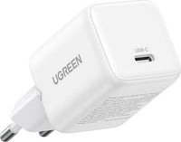شاحن سريع UGREEN بقوة 30 واط بتقنية GaN ومنفذ USB-C، أبيض، مقبس أوروبي