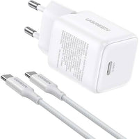 طقم شاحن سريع UGREEN بقوة 30 واط بتقنية GaN ومنفذ USB-C، أبيض، الاتحاد الأوروبي