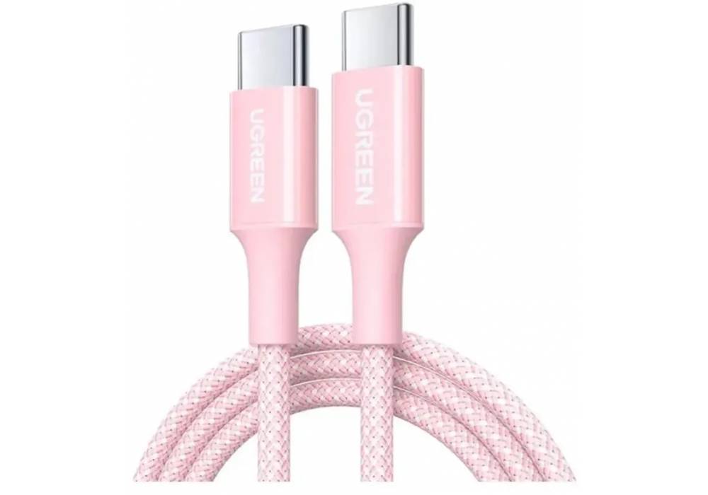 UGREEN USB-C to USB-C PD Fast Charging 100W Braided Cable 5A Max 2m Pink - 65252