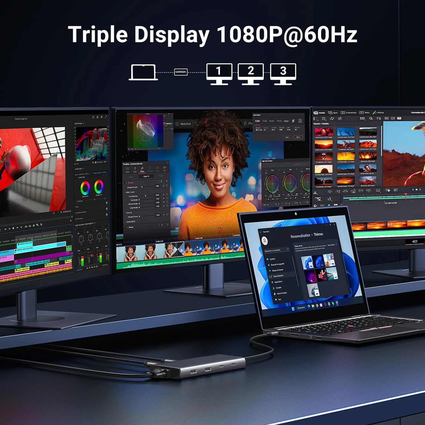 UGREEN 8-in-1 USB-C Dock with Dual HDMI, VGA, 100W PD, 10Gbps