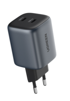 شاحن UGREEN Nexode بتقنية GaN بقوة 45 واط ومنفذي USB-C، رمادي أوروبي