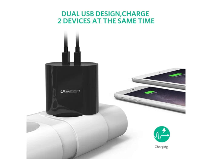UGREEN Dual USB Wall Charger 3.4A EU (Black)