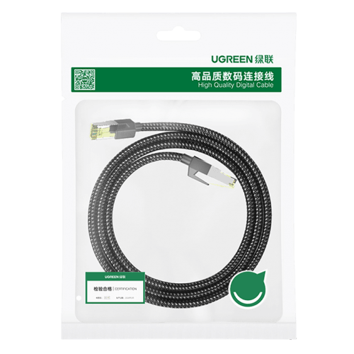 UGREEN CAT7 Shielded Round Cable with Braided Modular Plugs 0.5m - Black