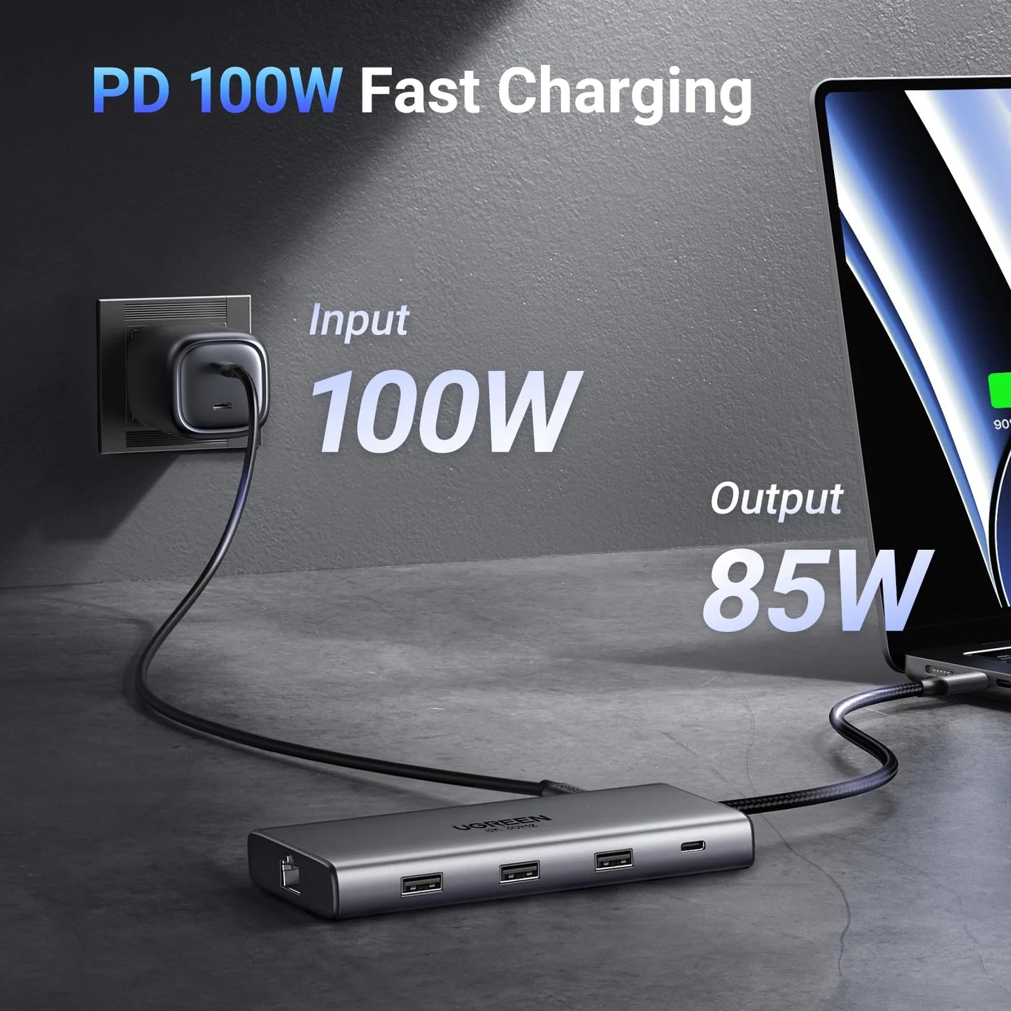 UGREEN Revodok Pro 210 موزع USB-C 10 في 1 بدقة 4K وPD 100W 
