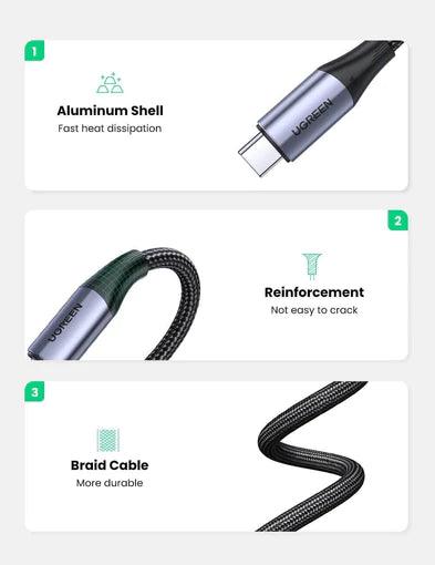 UGREEN USB-C 3.1 Gen2 5A Cable 1m Braided Black UGREEN USB-C 3.1 Gen2 5A Cable 1m Braided Black