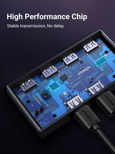 UGREEN USB 3.0 4-Port Switch with 2 USB Cables