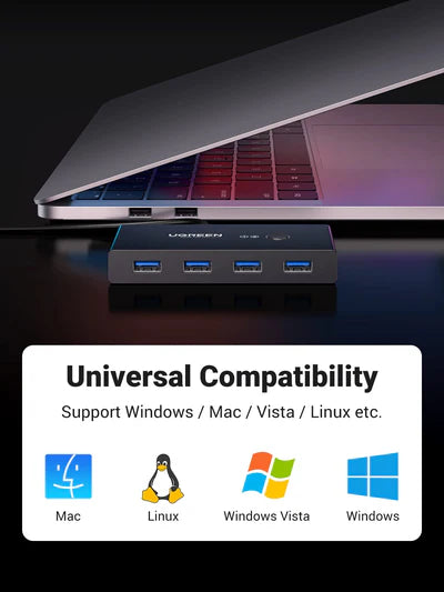 UGREEN USB 3.0 4-Port Switch with 2 USB Cables UGREEN USB 3.0 4-Port Switch with 2 USB Cables