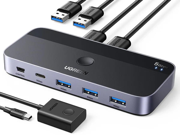 مفتاح UGREEN USB 3.0 لمشاركة أجهزة USB-C و USB-A
