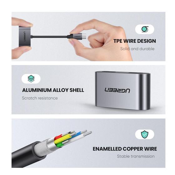 محول يوجرين USB-C واحد إلى اثنين - شحن جهازين معاً