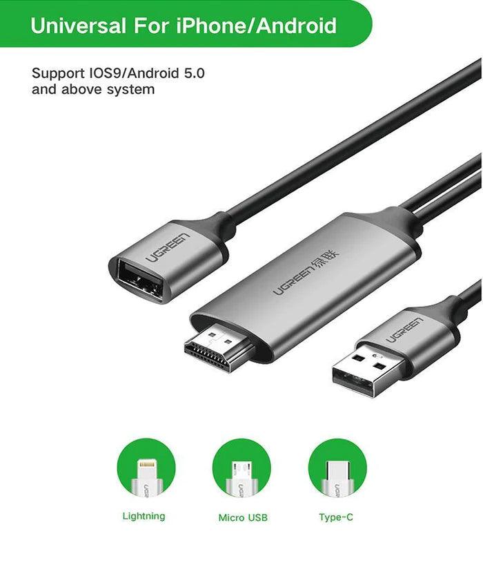 محول يوجرين USB إلى HDMI 1.5م - رمادي