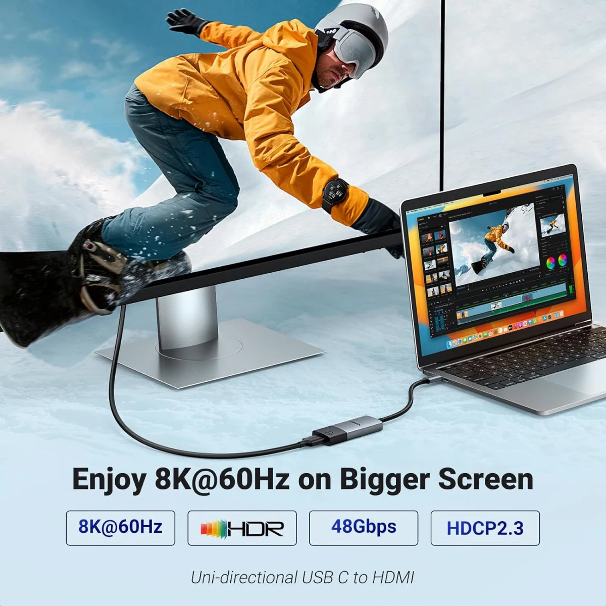 محول UGREEN USB-C إلى HDMI 2.1 بدقة 8K – فائق السرعة 