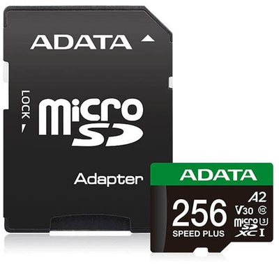 ADATA 256GB V30 A2 SPEED PLUS MicroSDXC UHS-I U3 Class 10 Card