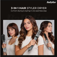 BaByliss 1000W 3-in-1 Air Styler, Ionic Frizz-Control, 50mm Volumising Brush, Smoothing Brush & Drying Nozzle, AS261SDE