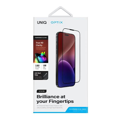 UNIQ OPTIX Vivid Clear Glass for iPhone 15 pro 6.1 (2023)