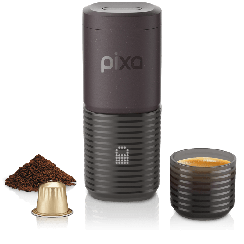 WACACO Pixapresso Electric Portable Espresso Maker, Self-Heating Coffee Machine for Ground Coffee & NS Capsules, 20 Bar – Dark Burgundy