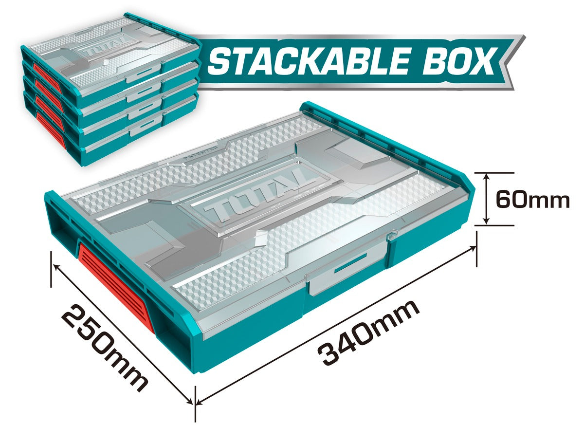 Total 340×250×60mm Stackable Plastic Box – Durable & Space-Saving