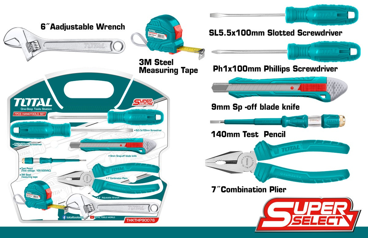 مجموعة أدوات يدوية مكونة من 7 قطع من توتال – أدوات عملية للمهام الصغيرة
