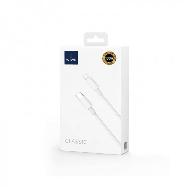 كابل شحن WIWU WI-C008 CLASSIC 30W من النوع C إلى Lightning بطول 1.2 متر - أبيض