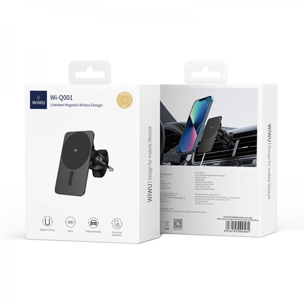 WIWU Q001 MAGNETIC ATTACHED WIRELESS CHARGER CAR MOUNT