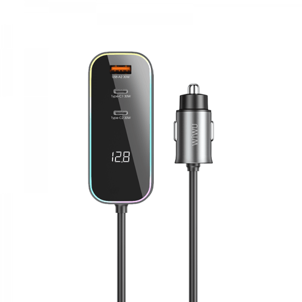 WIWU WI-QC014 120W PD+QC KIRSITE EXTEND FAST CAR CHARGER MULTI-PORT - BLACK