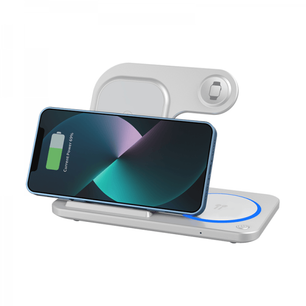 WIWU WI-W020 FOLDABLE 15W 3 IN 1 WIRELESS CHARGER - WHITE