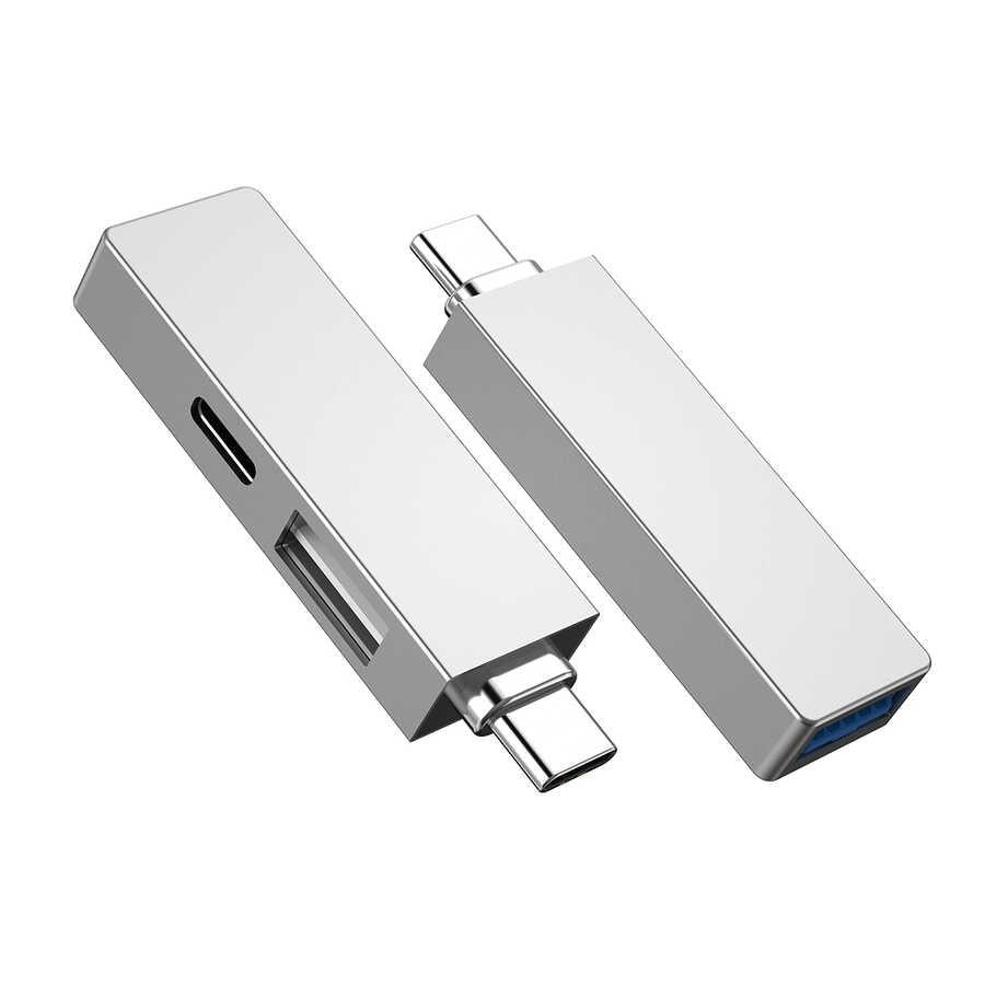 موزع USB من Wiwu Alpha T02 Pro 3 في 1 من النوع C مع منفذ PD
