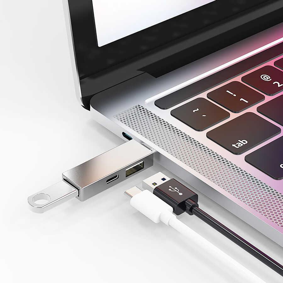 موزع USB من Wiwu Alpha T02 Pro 3 في 1 من النوع C مع منفذ PD