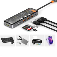 Wiwu Cyber 7 in 1 Type-C Hub 100W Charging Support Transparent Appearance SD Card-Hdmi-Usb Duplicator