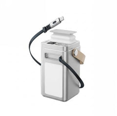 WIWU NX004-B Portable Power Bank – 60000mAh, 200W Total, Dual 100W USB-C & LED Light, Silver