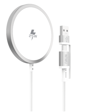 WIWU Wi-C103 Tianlink Magnetic Wireless Charger – 25W Qi2.2, USB-C with USB-A Adapter, 1.2m