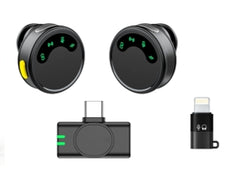 WIWU Wi-WM010 Duo Wireless Microphone – AI Noise Reduction, USB-C & Lightning Adapter, Black