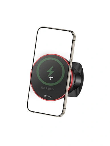 WiWU Magnetic Wireless Charging Car Mount Rotation Phone holder in Car - Black