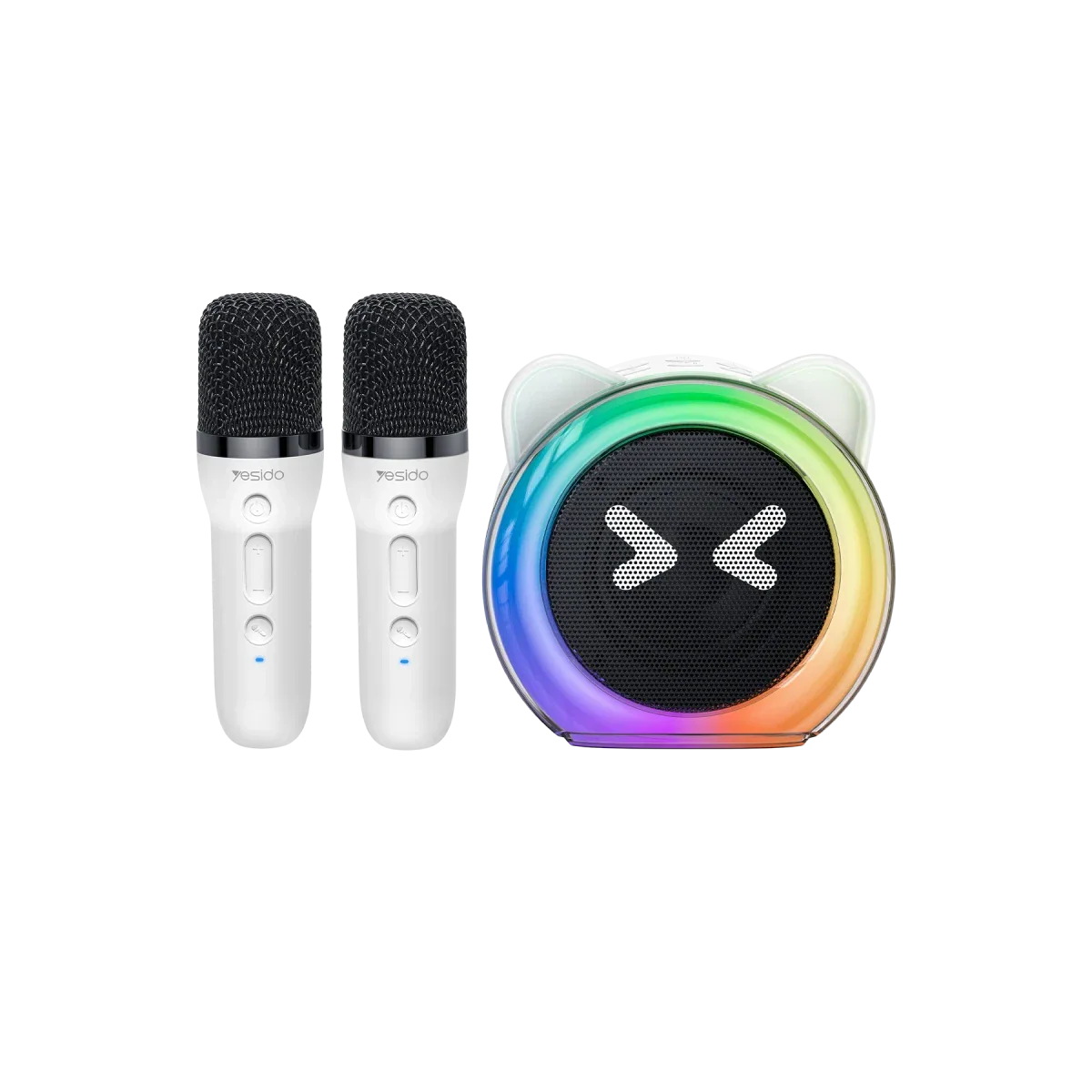 Yesido YSW36 2-Piece Karaoke Microphone Bluetooth 5.3 RGB Wireless Speaker - White